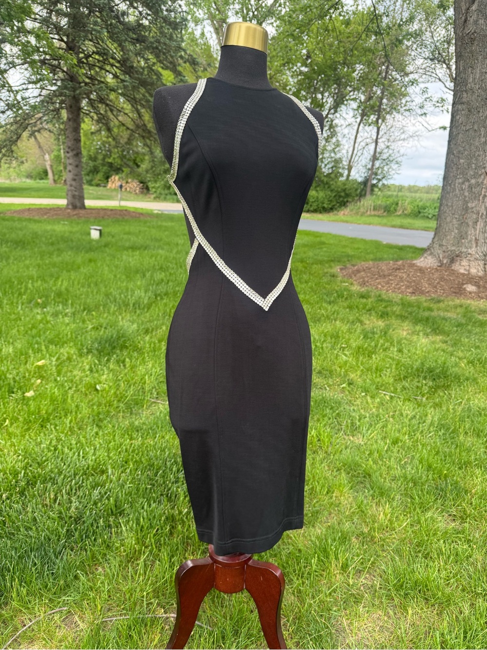 CACHE Black Rhinestone Cocktail Dress NWT Size Large